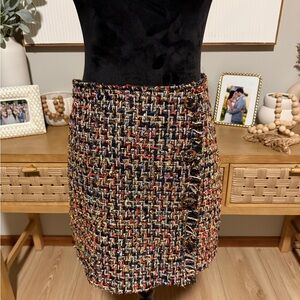 J.O.A. Colorful Tweed Mini Skirt Wool blend Size L
